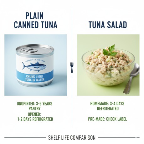 A quick Plain Canned Tuna vs. Tuna Salad: Shelf Life Comparison 