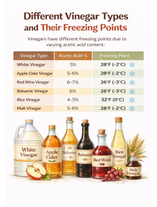 Different Vinegar Types and Their Freezing Points chart